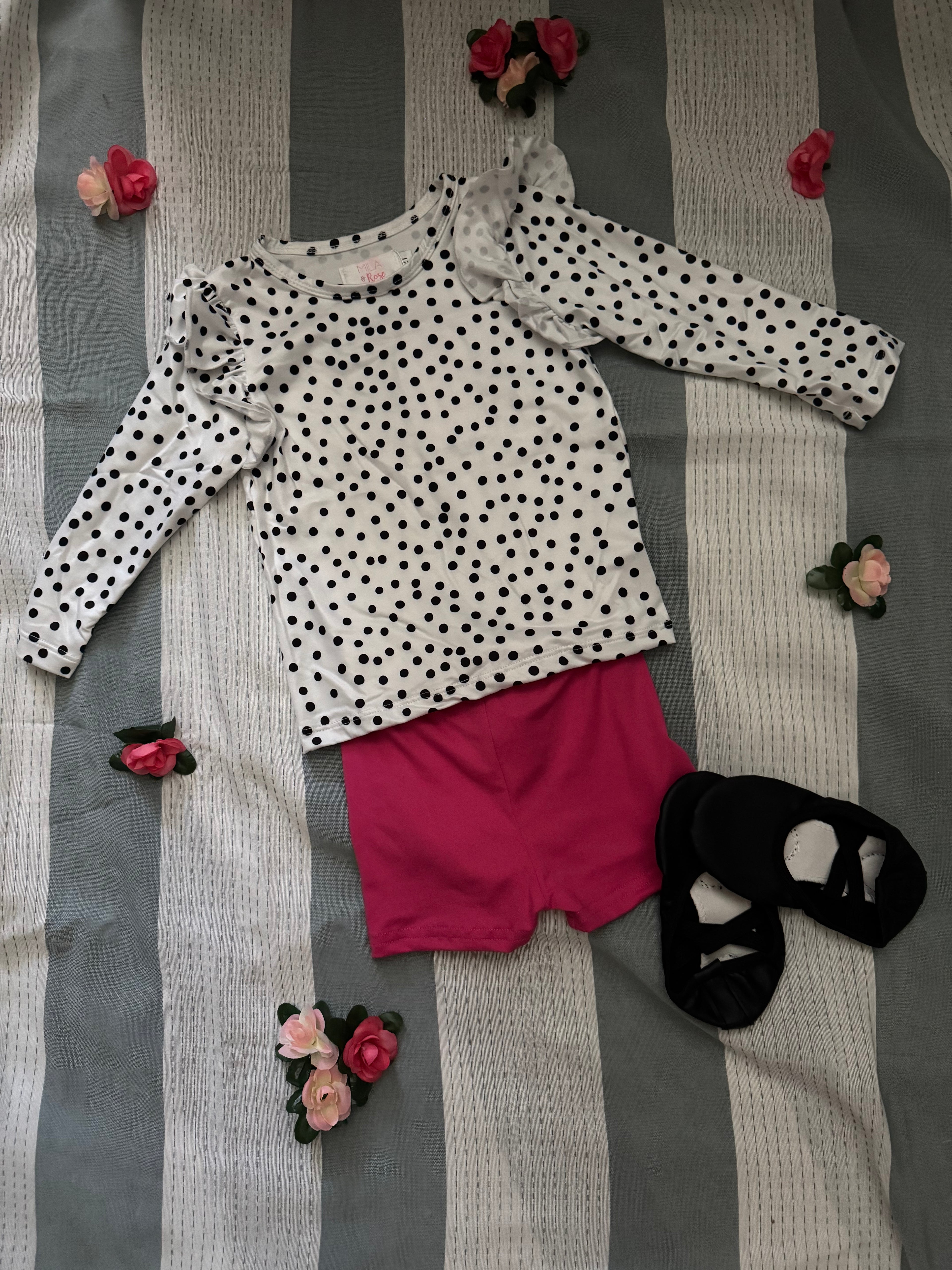 polkadot shirt with pink short set